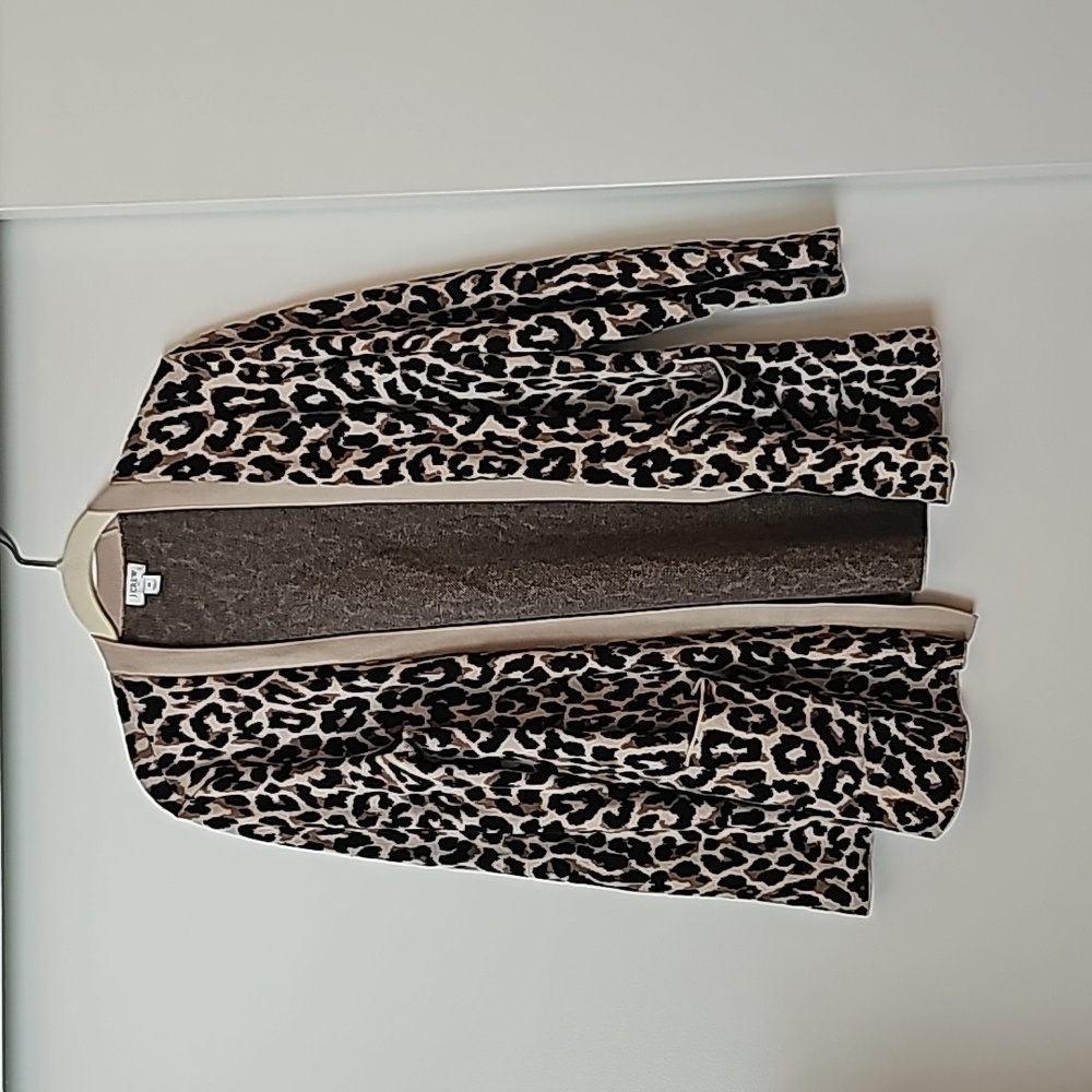 J Crew leopard cardigan with front pockets